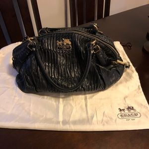 Coach #15947 Madison Gathered Black Leather Bag